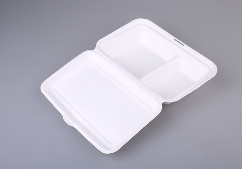 Wet-pressed paper tray packaging for meal boxes