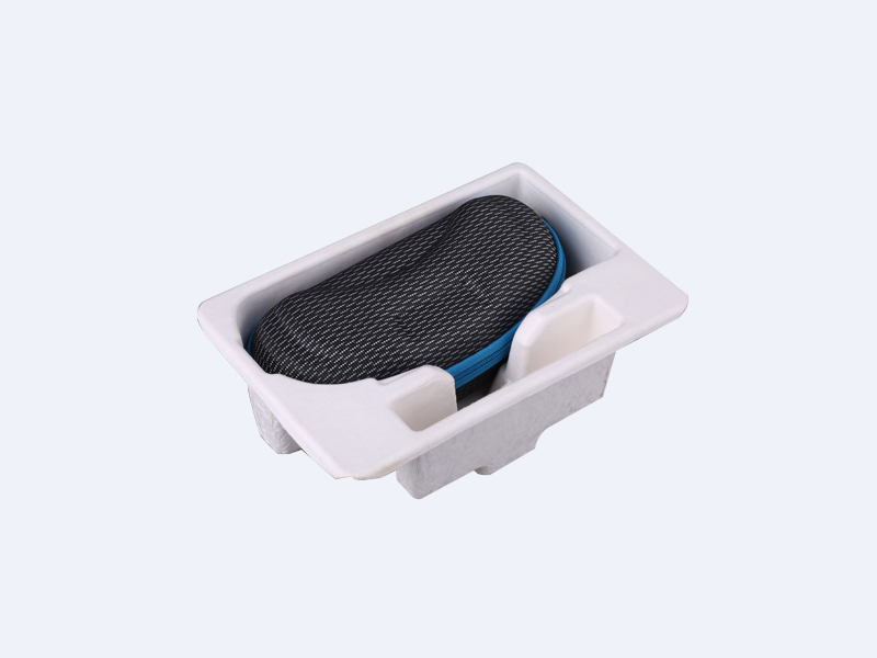 Wet-pressed paper tray packaging for glasses cases
