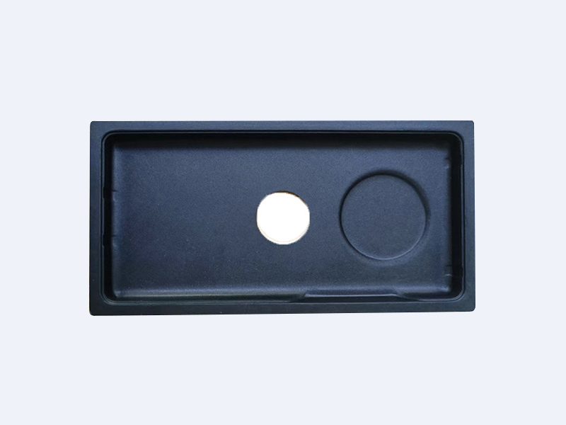 Black wet-pressed paper tray for mobile phones, made of paper and plastic