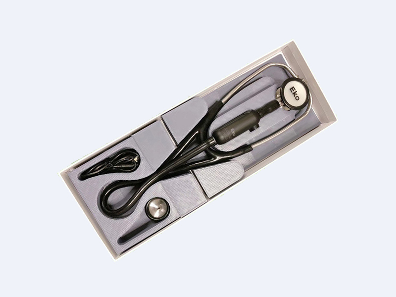 Stethoscope, wet press paper holder, with molded paper pulp inside